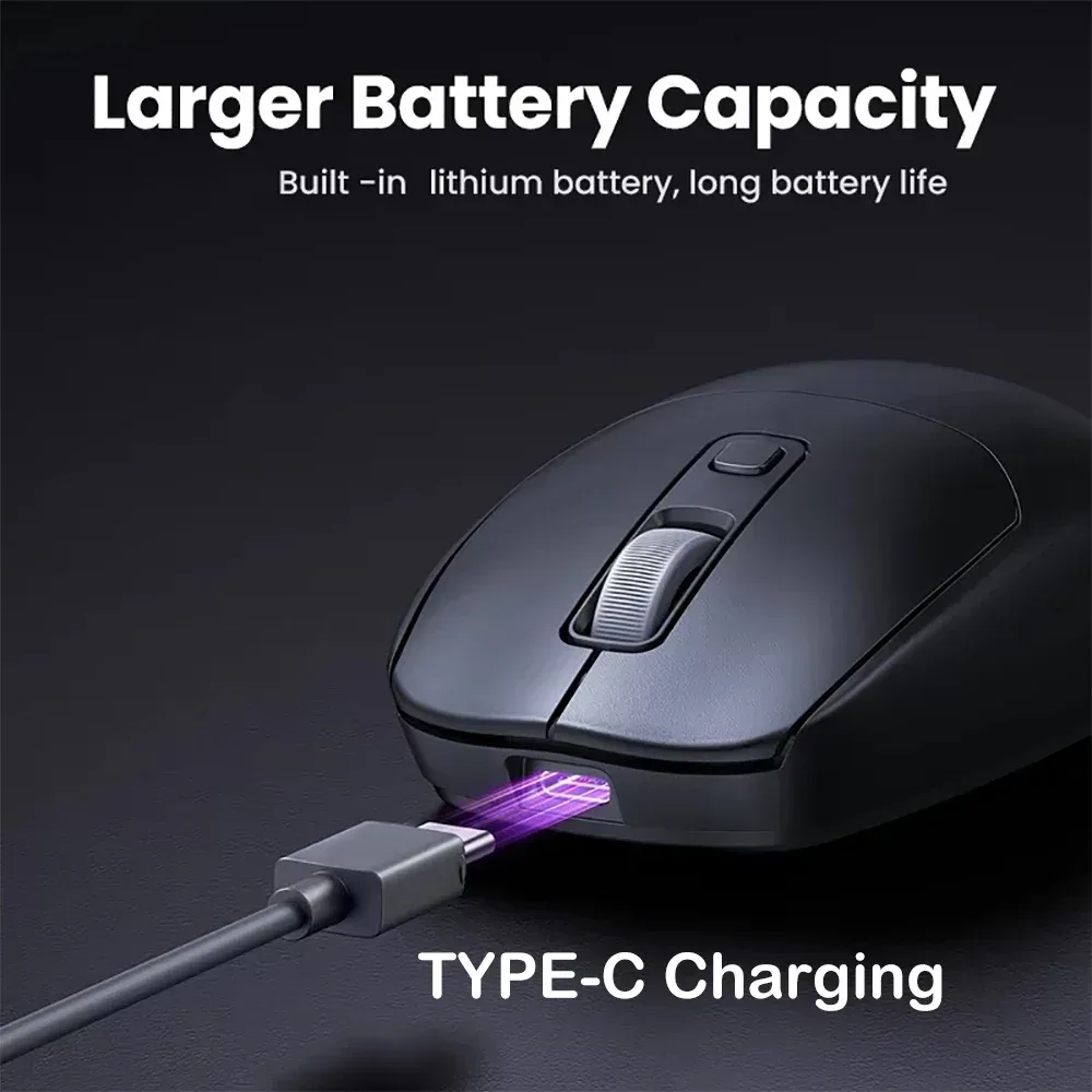 Souris sans fil rechargeable double mode Bluetooth 5.2 et 2.4G - Silencieuse - 1600 DPI - Image 5