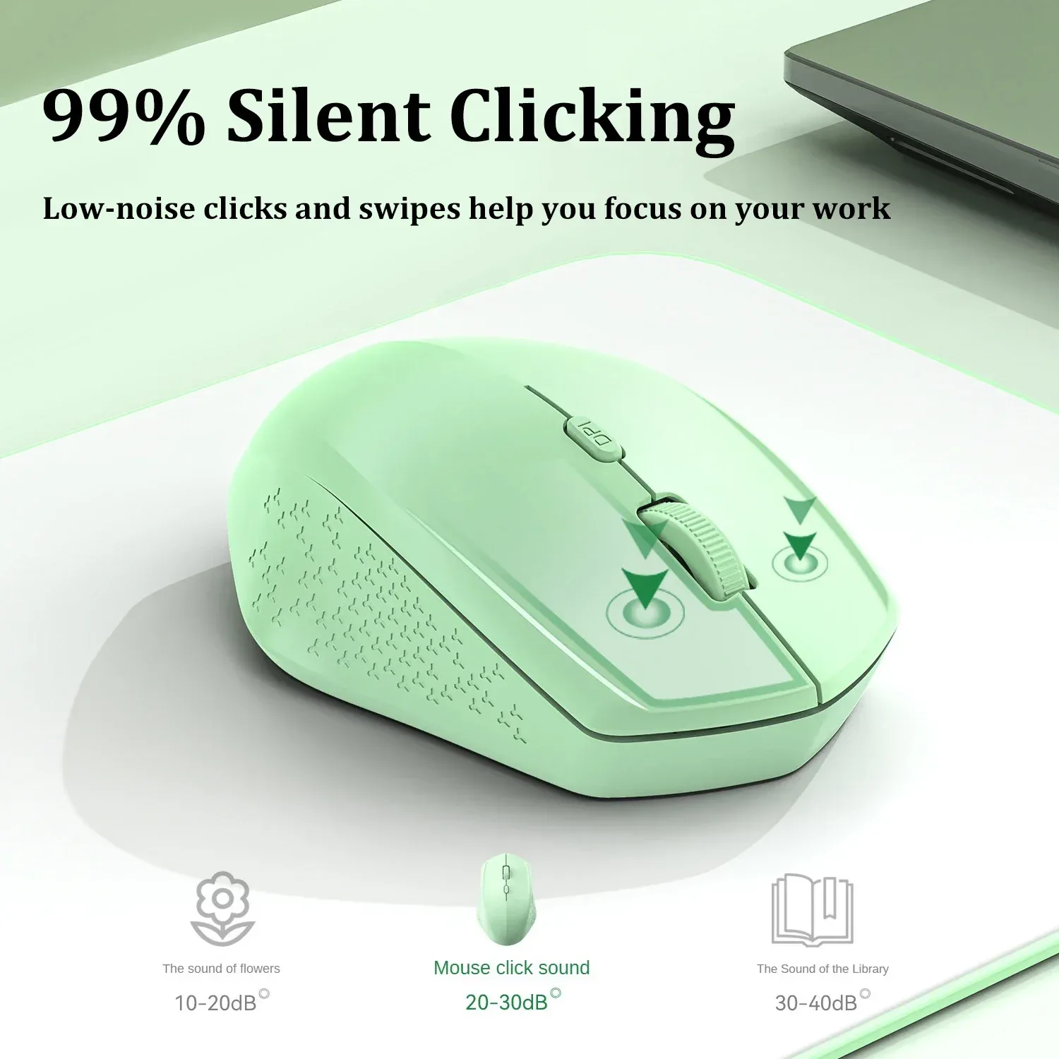 Souris sans fil rechargeable double mode Bluetooth 5.2 et 2.4G - Silencieuse - 1600 DPI - Image 4