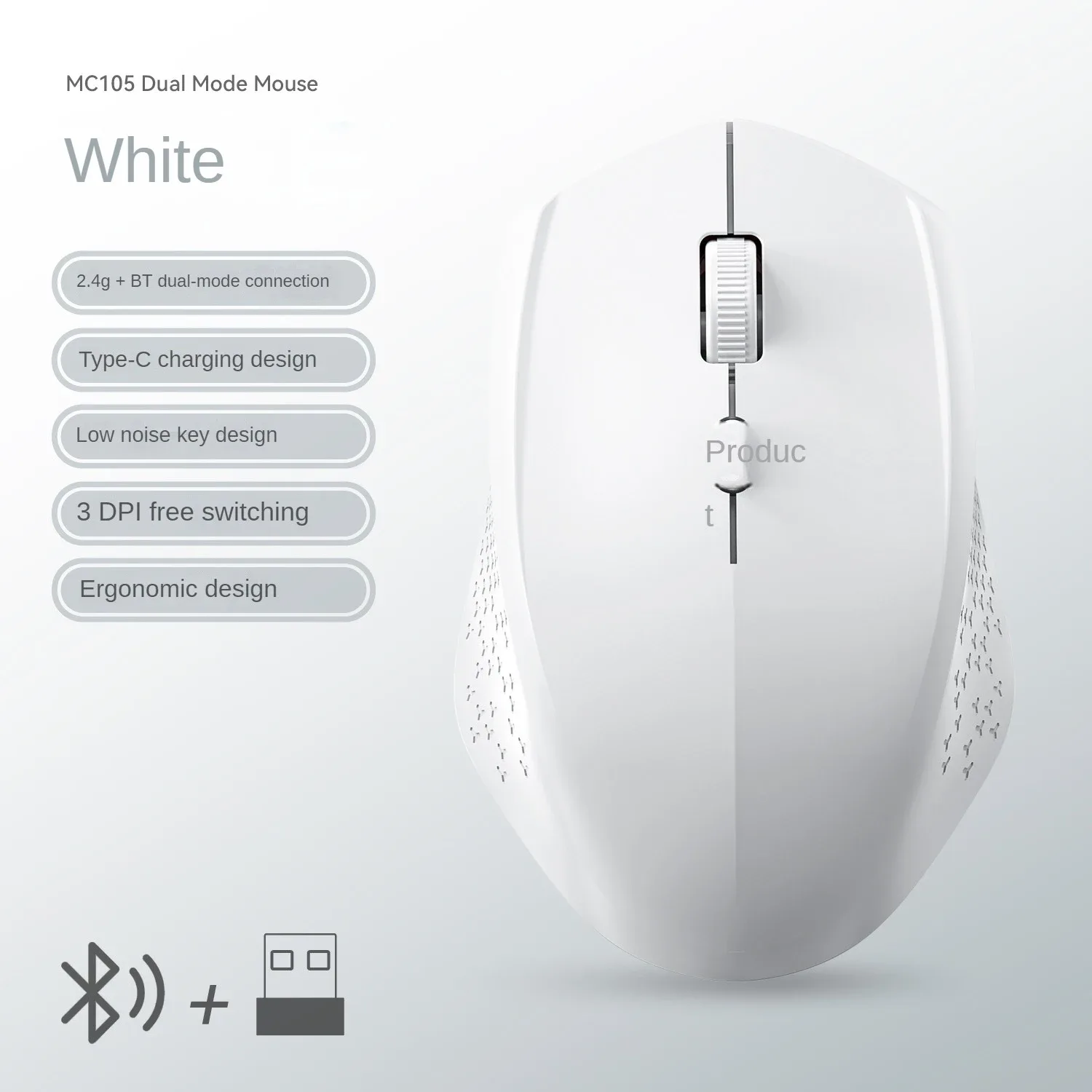 Souris sans fil rechargeable double mode Bluetooth 5.2 et 2.4G - Silencieuse - 1600 DPI slide 12