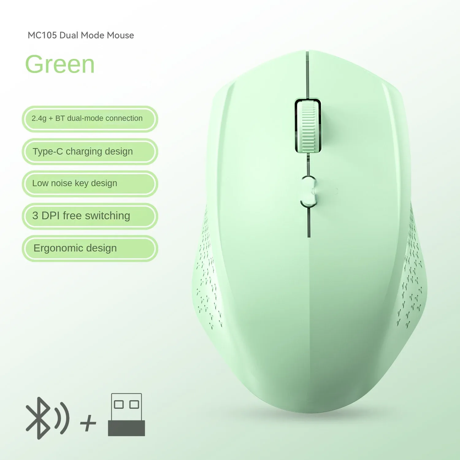 Souris sans fil rechargeable double mode Bluetooth 5.2 et 2.4G - Silencieuse - 1600 DPI slide 10