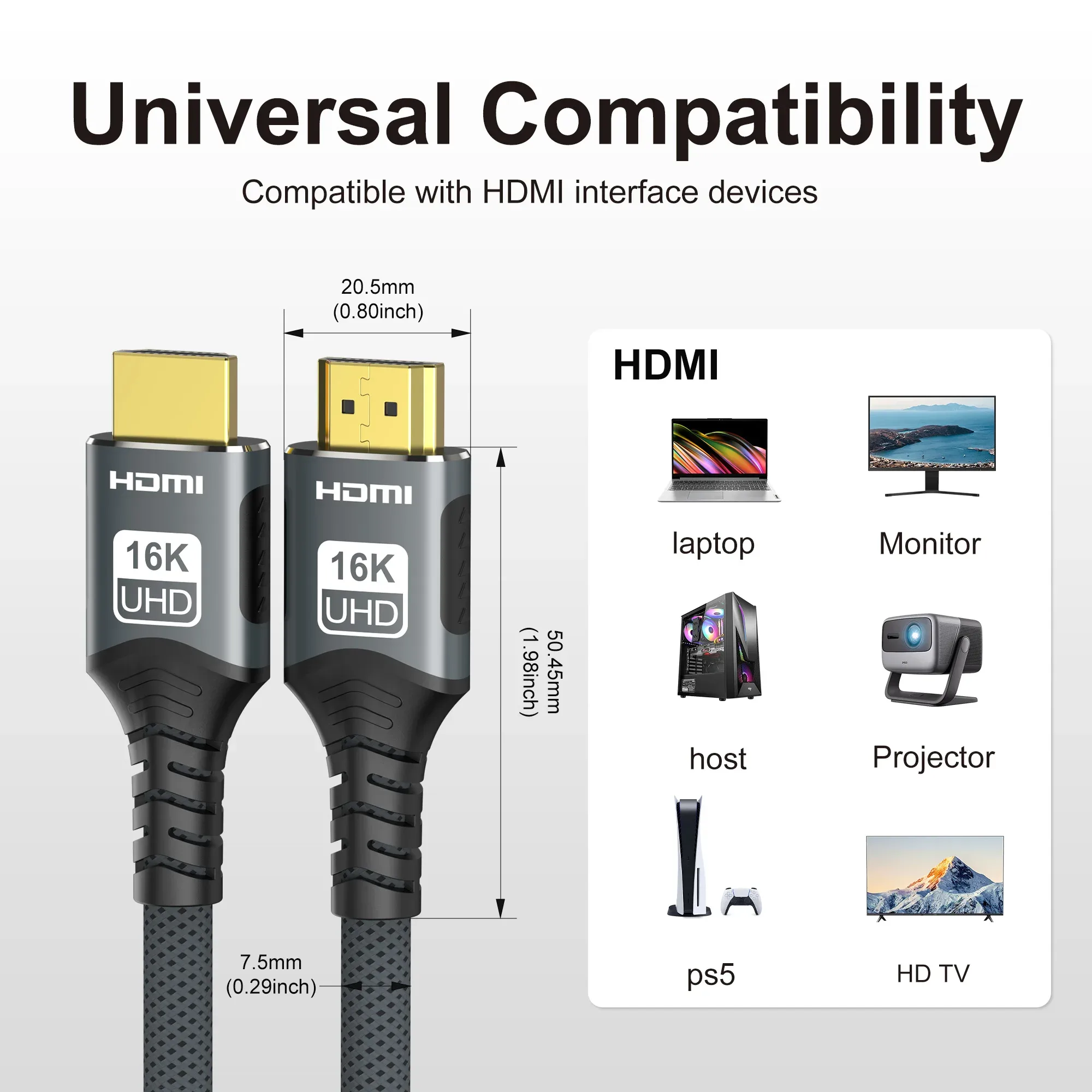 Câble HDMI 16K @ 60Hz (Compatible 8K @ 120Hz et 4K @ 240Hz) pour PS5, Xbox, PC et TV - Image 2
