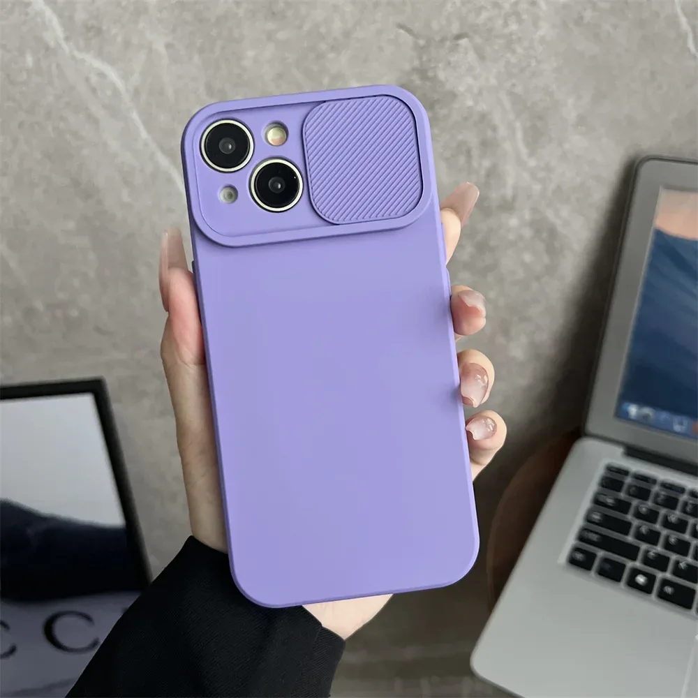 Coque antichoc avec protection de caméra coulissante pour iPhone slide 14