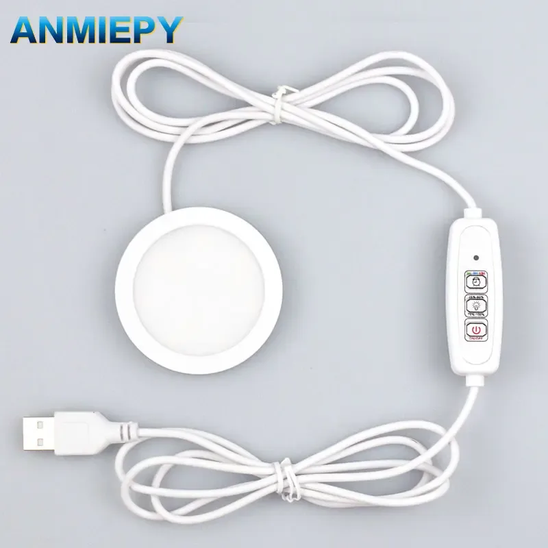 Mini spot LED USB sous meuble avec minuterie - Luminaire circulaire en saillie