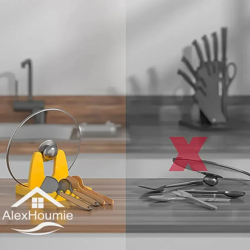 Support de couvercle pliable et repose-ustensiles de cuisine - Image 3