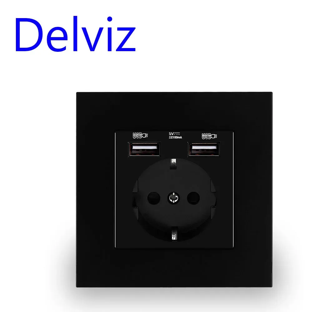 Prise de courant Delviz avec ports USB - Standard UE, 16A, 86mm