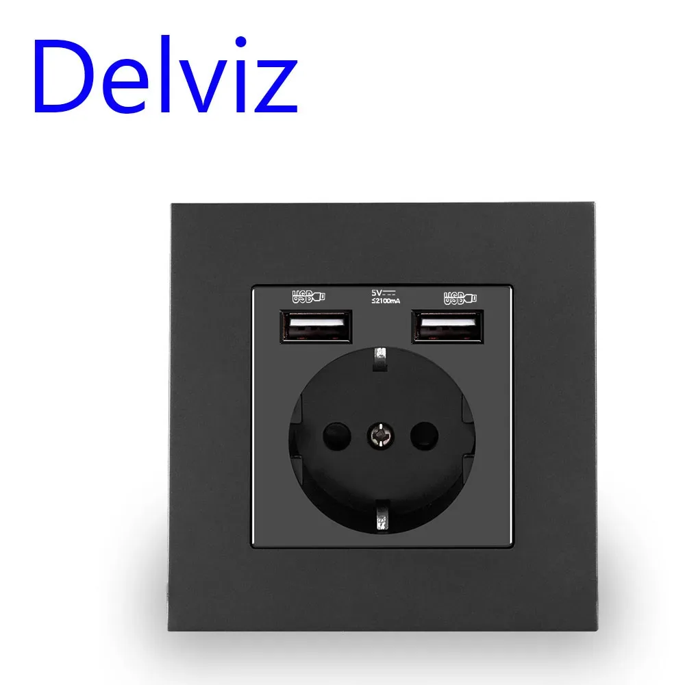 Prise de courant Delviz avec ports USB - Standard UE, 16A, 86mm slide 7