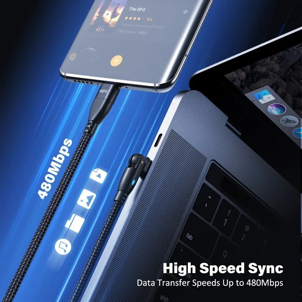 Câble AUFU USB-C vers Lightning 20W PD - Charge Rapide pour iPhone et iPad - Image 4