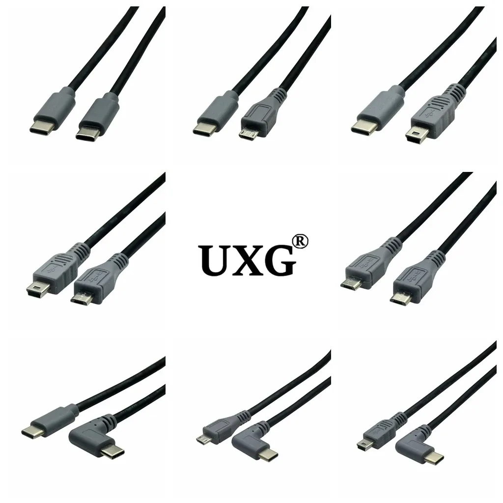 Câble USB-C vers Micro-USB à angle droit (90°) - OTG et Charge (25 cm - 0,5 m) - Image 1