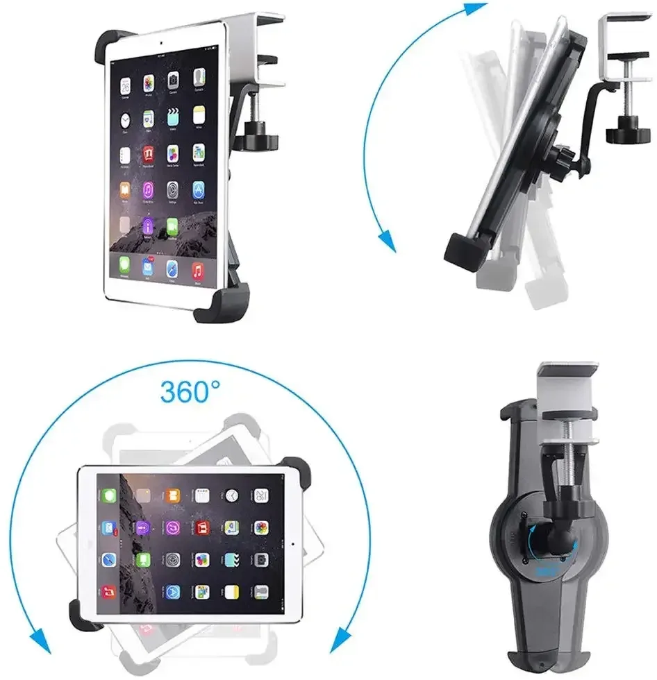 Support de tablette et smartphone à pince en métal pour bureau et cuisine - Image 2