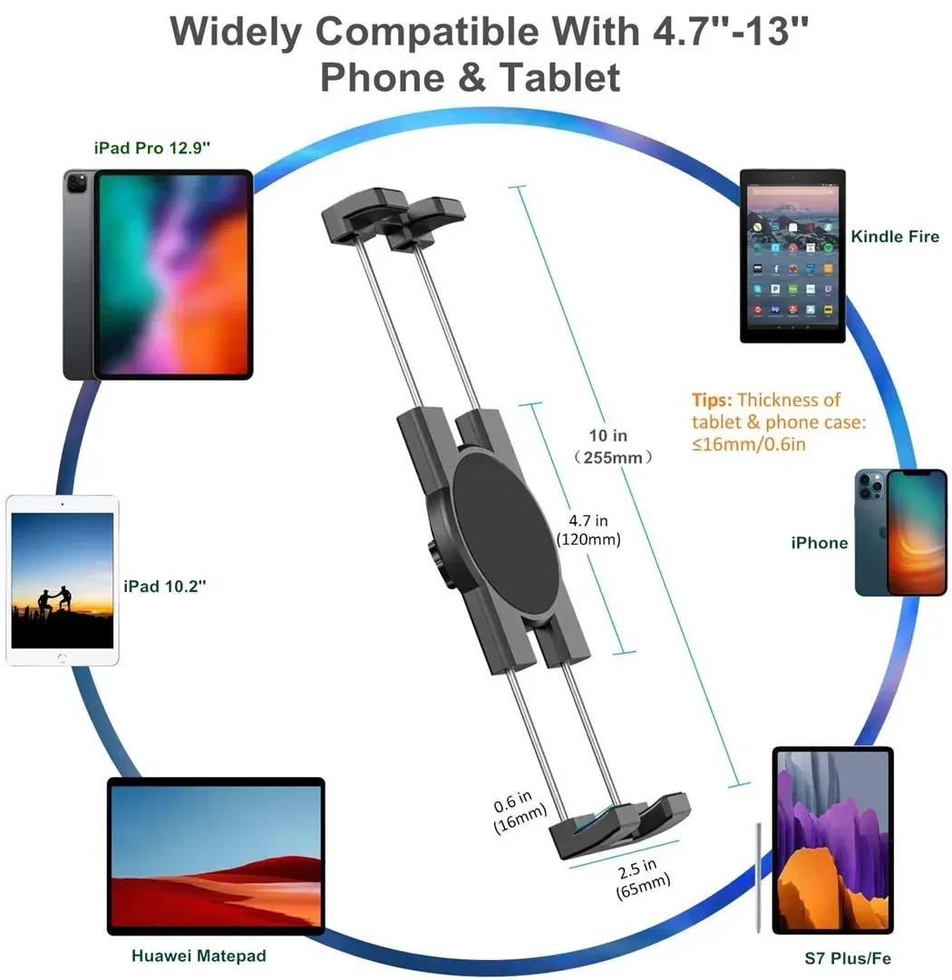 Support de tablette et smartphone à pince en métal pour bureau et cuisine - Image 6