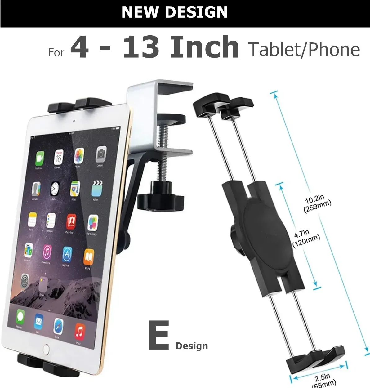 Support de tablette et smartphone à pince en métal pour bureau et cuisine slide 9