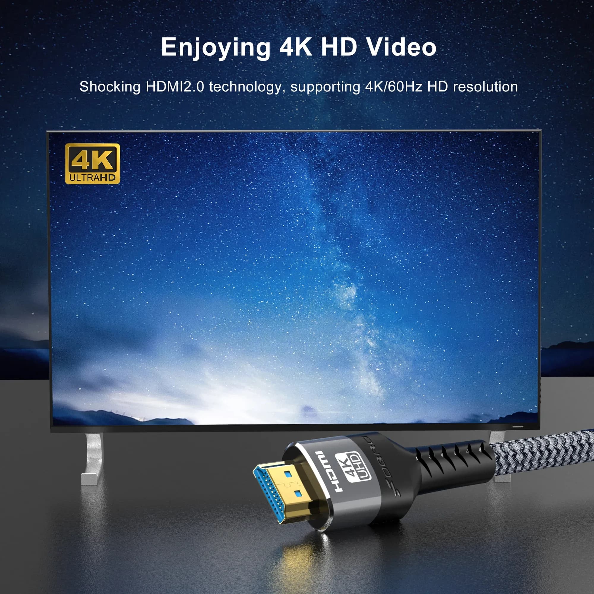 Câble HDMI 2.0 4K Haute Vitesse 18Gbps - Compatible HDR10, eARC, PS5 et PC - Image 4