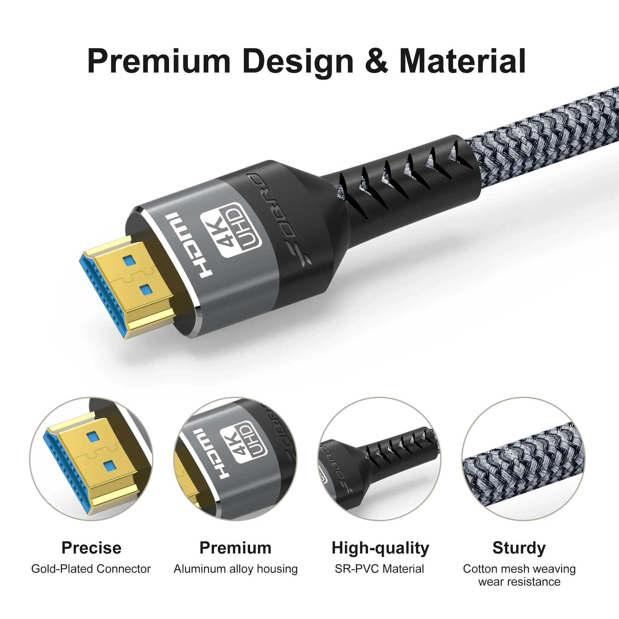 Câble HDMI 2.0 4K Haute Vitesse 18Gbps - Compatible HDR10, eARC, PS5 et PC - Image 2