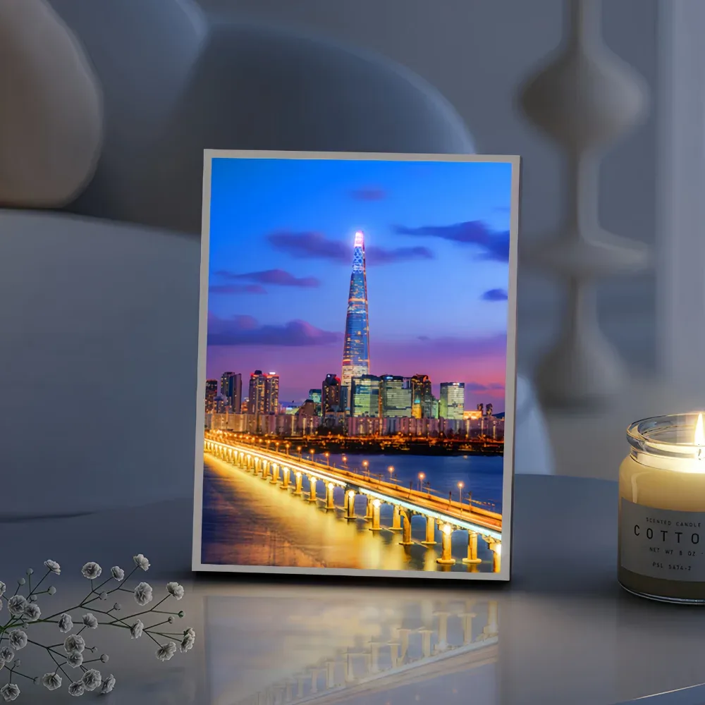Lampe Veilleuse LED 3D Lotte Tower Séoul - Décoration Skyline - Image 1