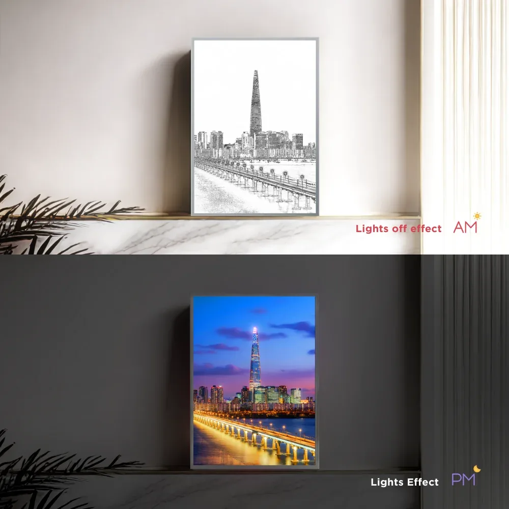 Lampe Veilleuse LED 3D Lotte Tower Séoul - Décoration Skyline - Image 2
