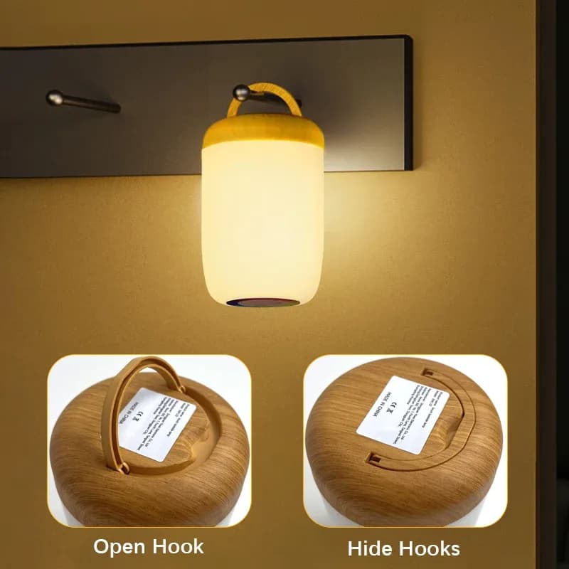 Lampe de table tactile LED effet bois, veilleuse RGB rechargeable avec minuterie slide 4