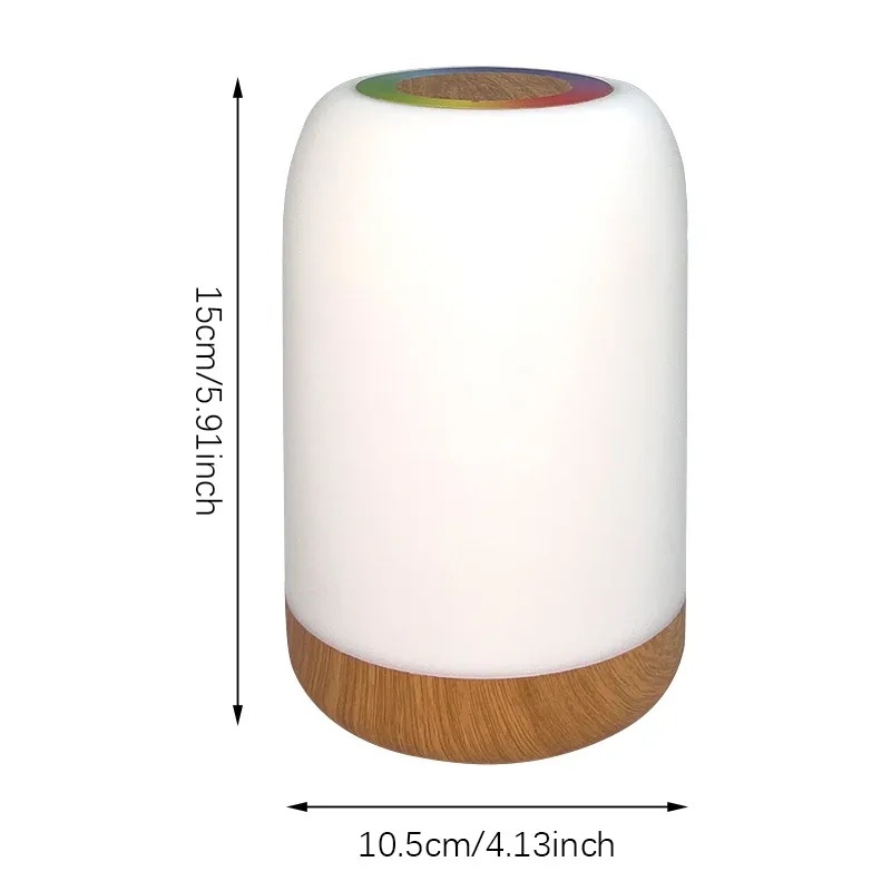 Lampe de table tactile LED effet bois, veilleuse RGB rechargeable avec minuterie slide 7