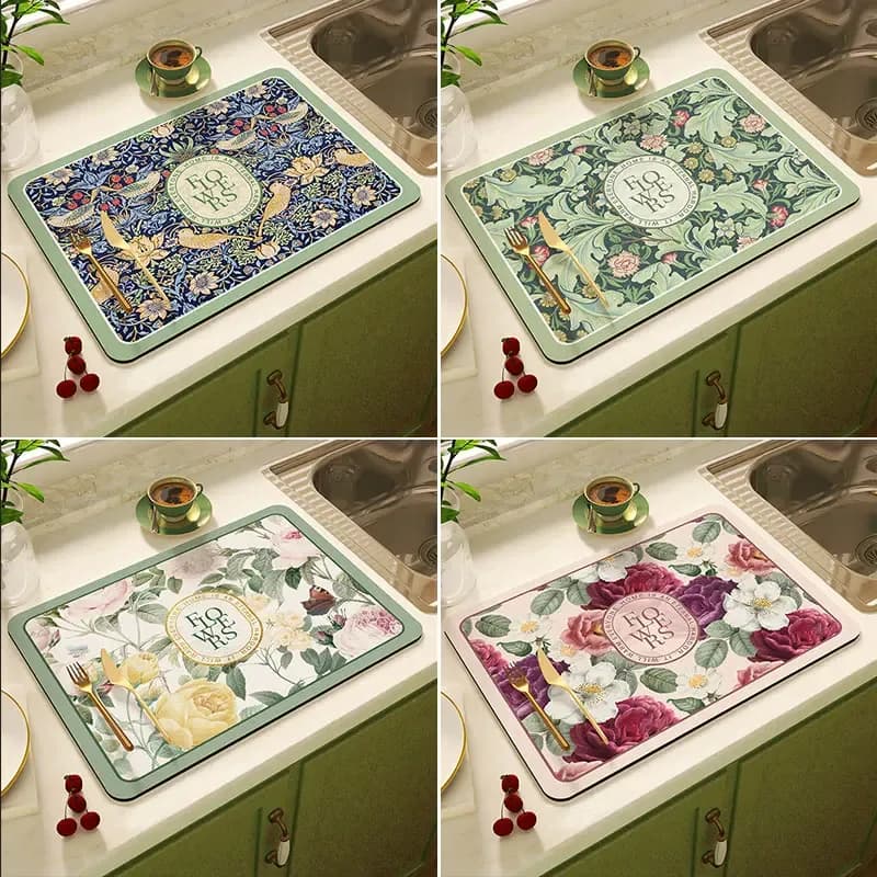 Tapis de séchage absorbant pour vaisselle et machine à café - Image 1