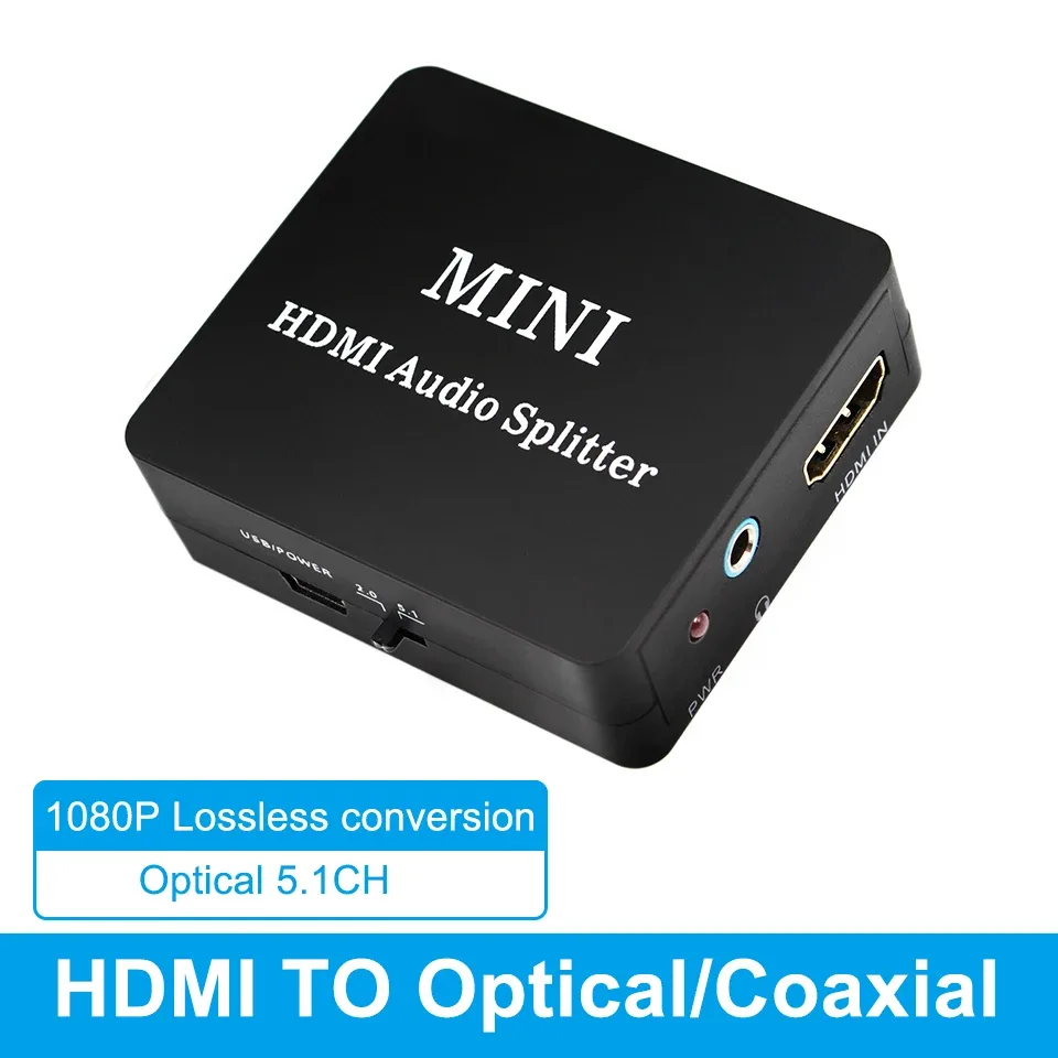 Extracteur Audio HDMI vers SPDIF Optique, Coaxial et Jack 3,5 mm - Support 2CH / 5.1CH