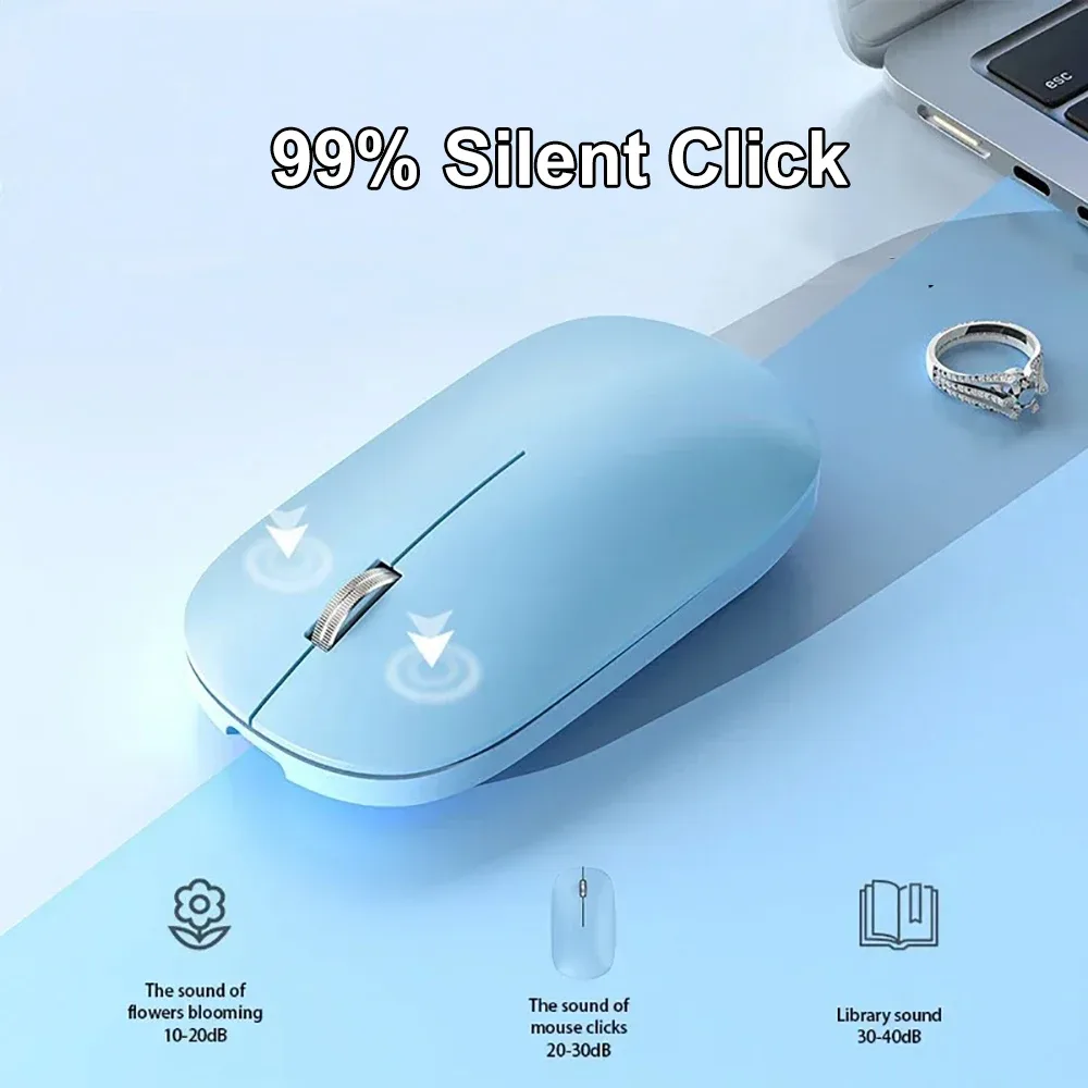 Souris sans fil rechargeable double mode (Bluetooth + 2,4 GHz) avec boutons silencieux - Image 4