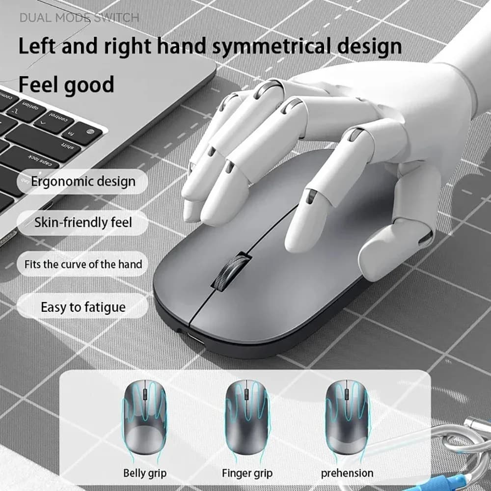 Souris sans fil rechargeable double mode (Bluetooth + 2,4 GHz) avec boutons silencieux - Image 5