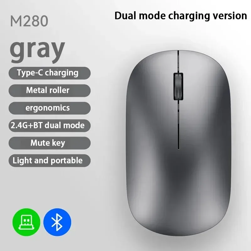 Souris sans fil rechargeable double mode (Bluetooth + 2,4 GHz) avec boutons silencieux slide 7
