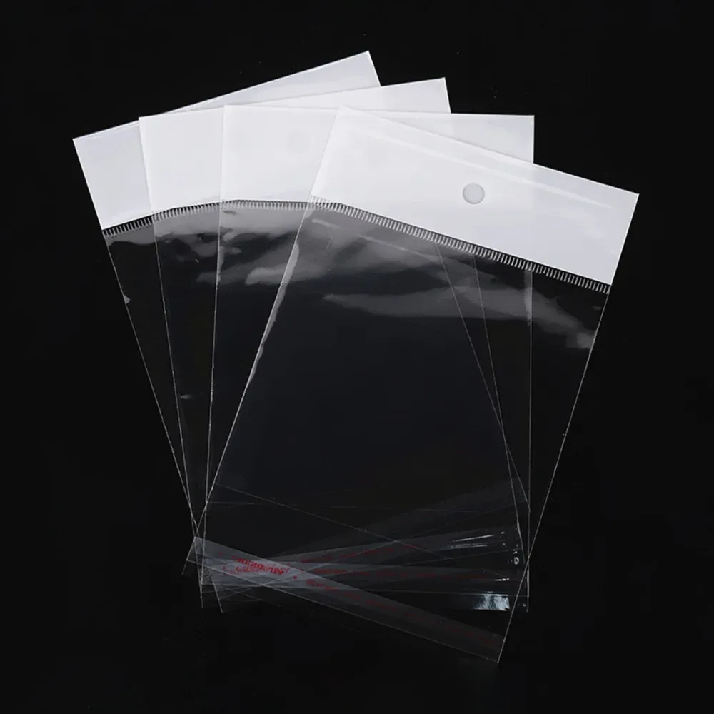 Lot de 200 sachets transparents auto-adhésifs avec support cartonné et trou de suspension slide 6