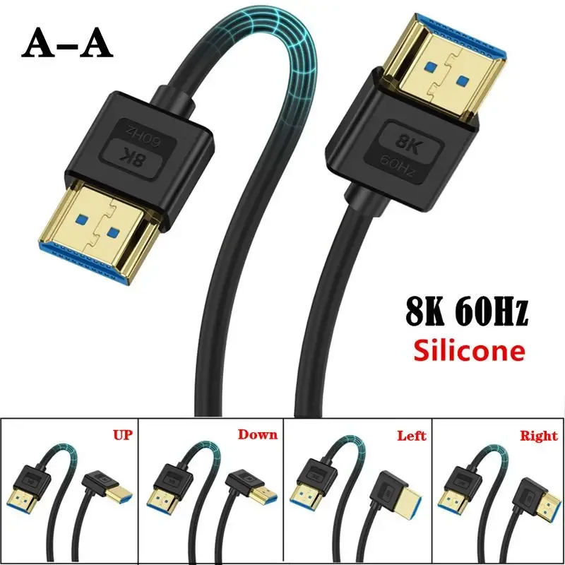 Câble HDMI 2.1 Coudé en Silicone, Ultra Flexible et Fin - 10K 96Hz, 8K 60Hz, 4K 240Hz/144Hz - Image 1
