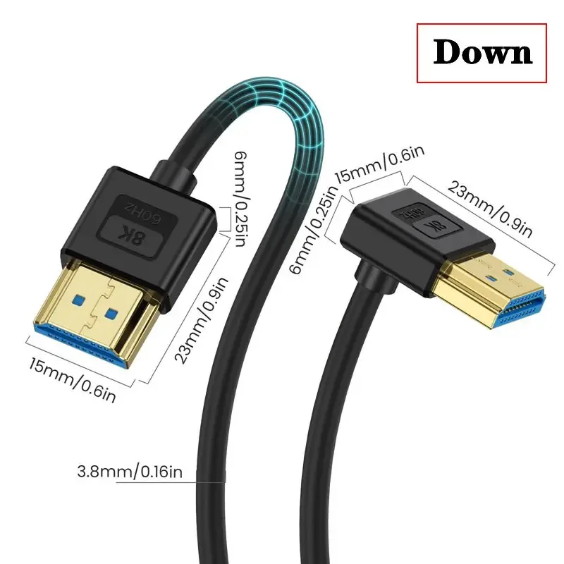 Câble HDMI 2.1 Coudé en Silicone, Ultra Flexible et Fin - 10K 96Hz, 8K 60Hz, 4K 240Hz/144Hz slide 9