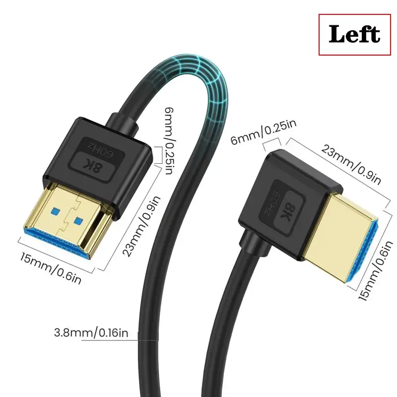 Câble HDMI 2.1 Coudé en Silicone, Ultra Flexible et Fin - 10K 96Hz, 8K 60Hz, 4K 240Hz/144Hz slide 10
