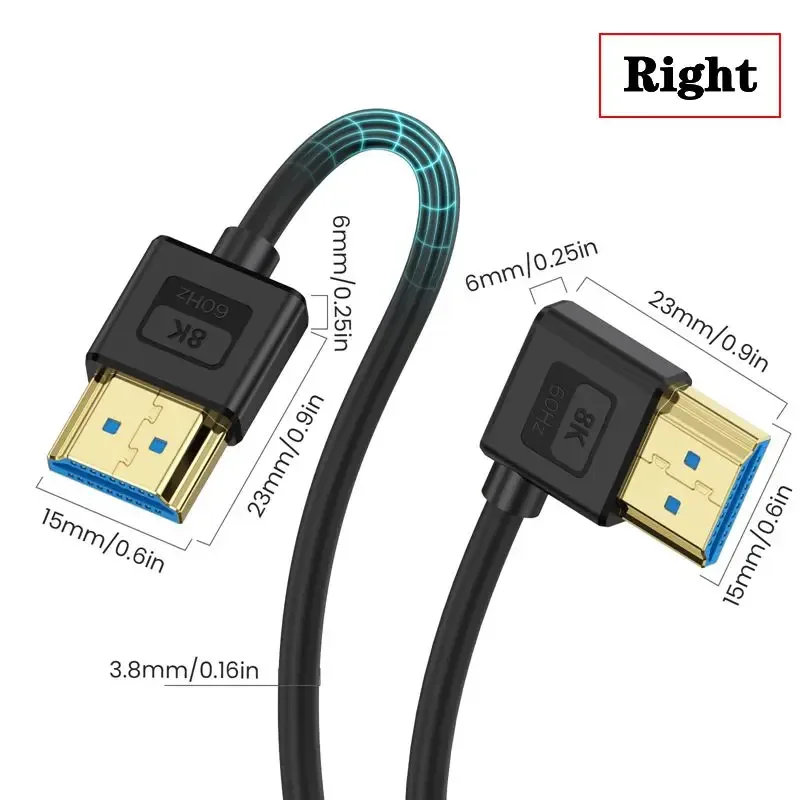 Câble HDMI 2.1 Coudé en Silicone, Ultra Flexible et Fin - 10K 96Hz, 8K 60Hz, 4K 240Hz/144Hz slide 8