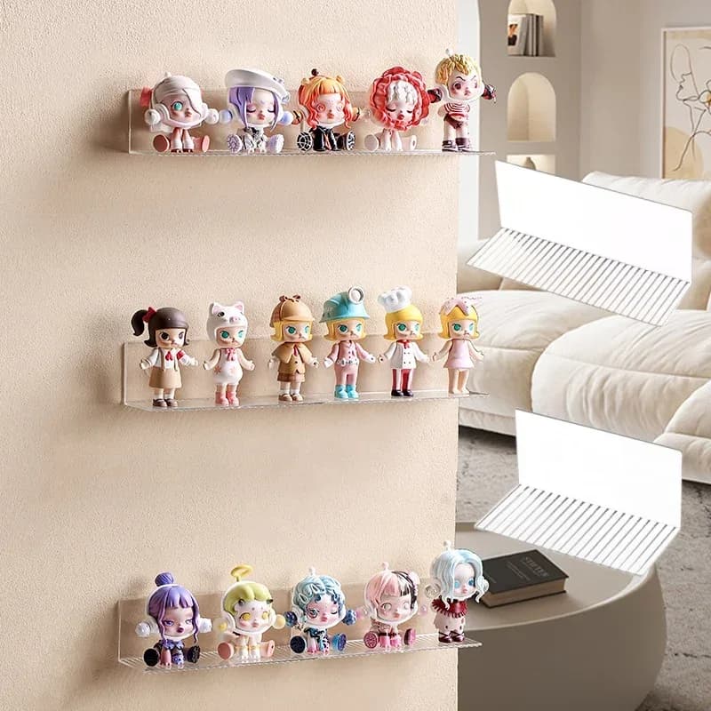 Présentoir mural adhésif en acrylique transparent pour figurines et objets de collection