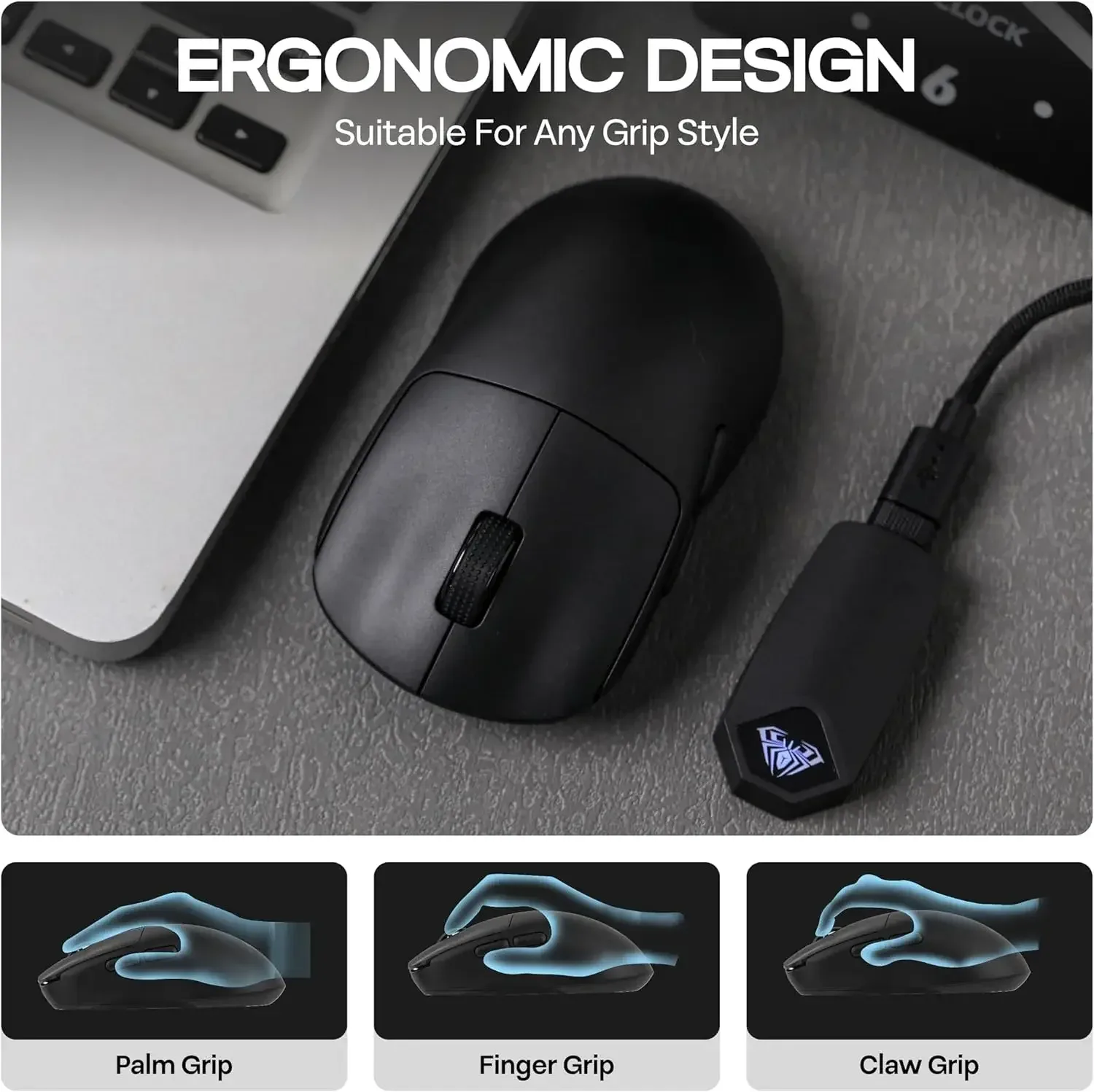 AULA SC800 - Souris Gaming Ultra-légère 37g, Capteur PAW3395, 8K Hz, Filaire et Sans Fil 2.4G - Image 3
