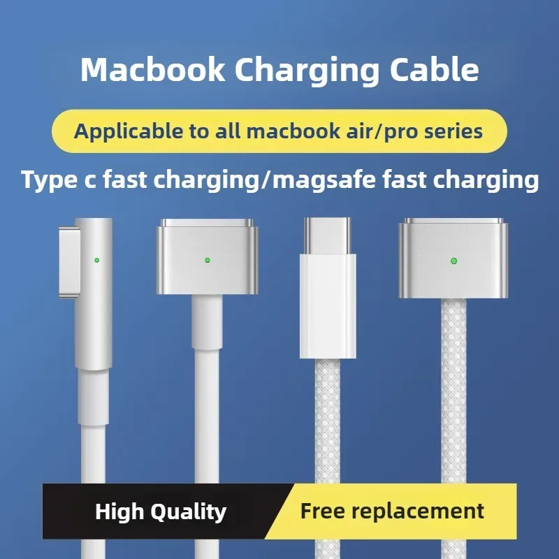 Câble de charge USB-C vers MagSafe pour MacBook Air et Pro, Nylon tressé, 61W PD - Image 1
