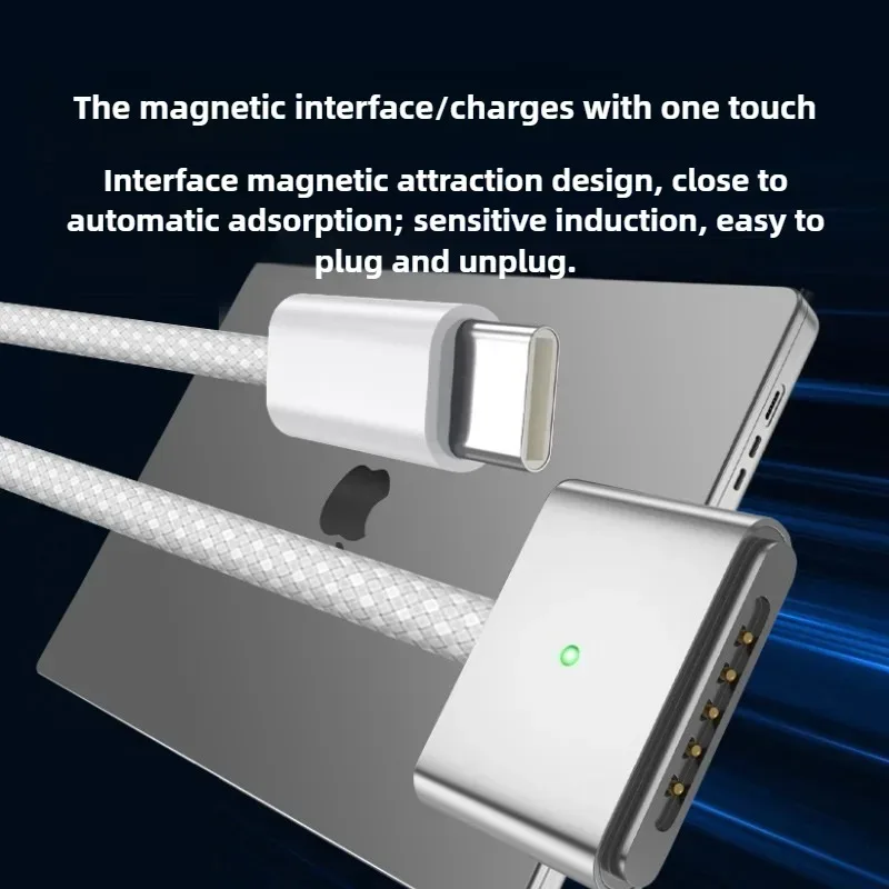 Câble de charge USB-C vers MagSafe pour MacBook Air et Pro, Nylon tressé, 61W PD - Image 2