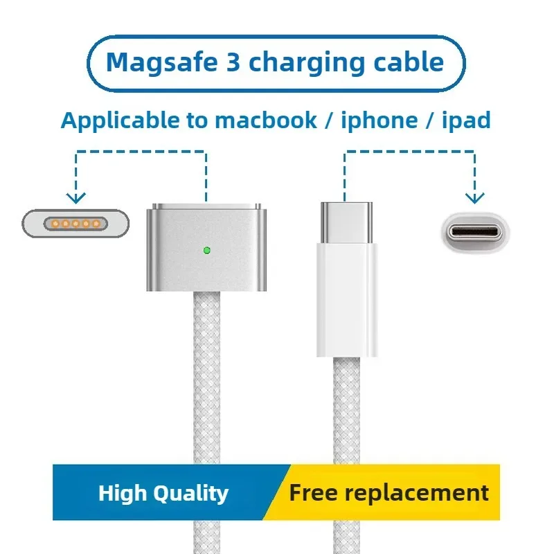 Câble de charge USB-C vers MagSafe pour MacBook Air et Pro, Nylon tressé, 61W PD slide 8