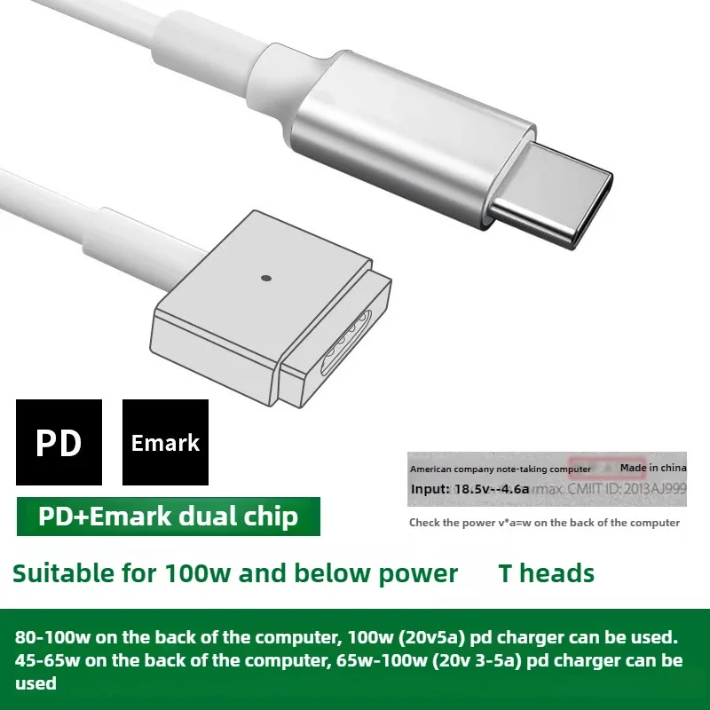 Câble de charge USB-C vers MagSafe pour MacBook Air et Pro, Nylon tressé, 61W PD slide 12