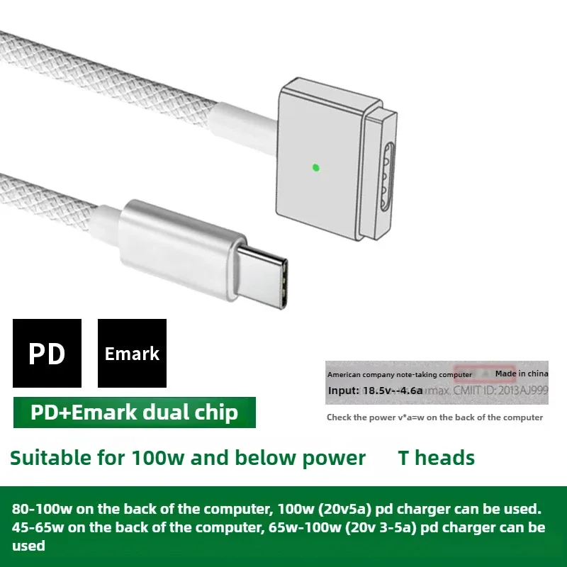 Câble de charge USB-C vers MagSafe pour MacBook Air et Pro, Nylon tressé, 61W PD slide 21