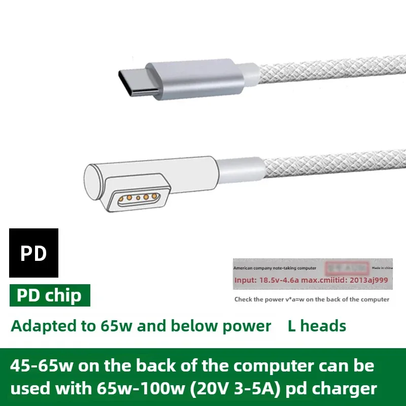 Câble de charge USB-C vers MagSafe pour MacBook Air et Pro, Nylon tressé, 61W PD slide 20