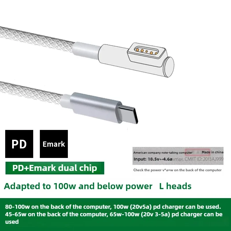 Câble de charge USB-C vers MagSafe pour MacBook Air et Pro, Nylon tressé, 61W PD slide 16