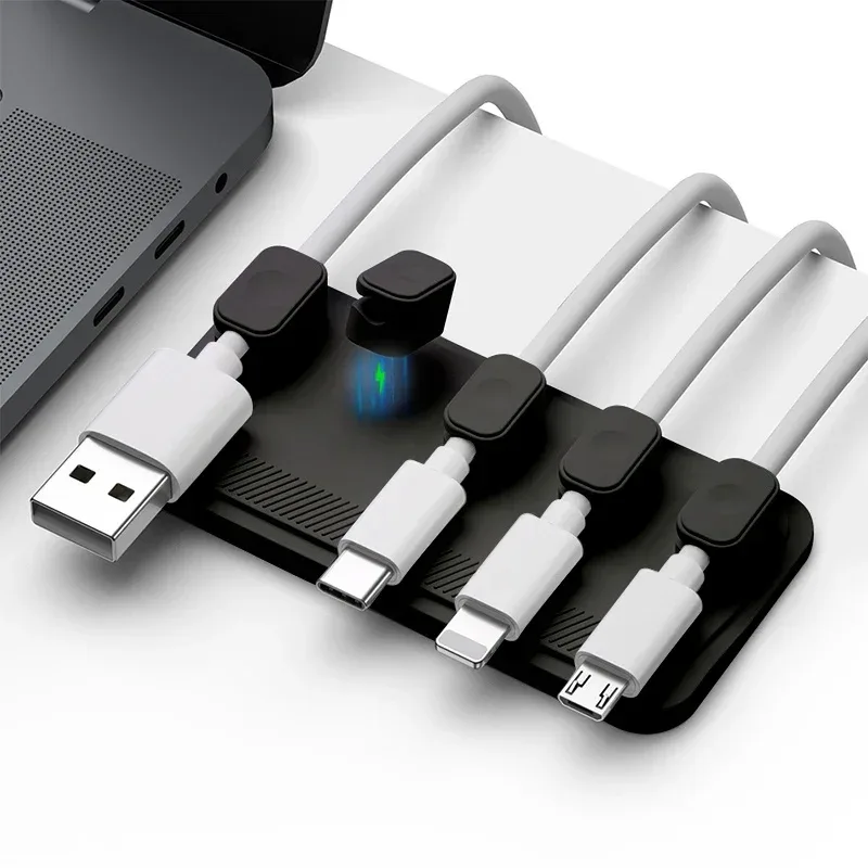 Organisateur de câbles magnétique 6-en-1 autoadhésif pour fils de souris et câbles USB
