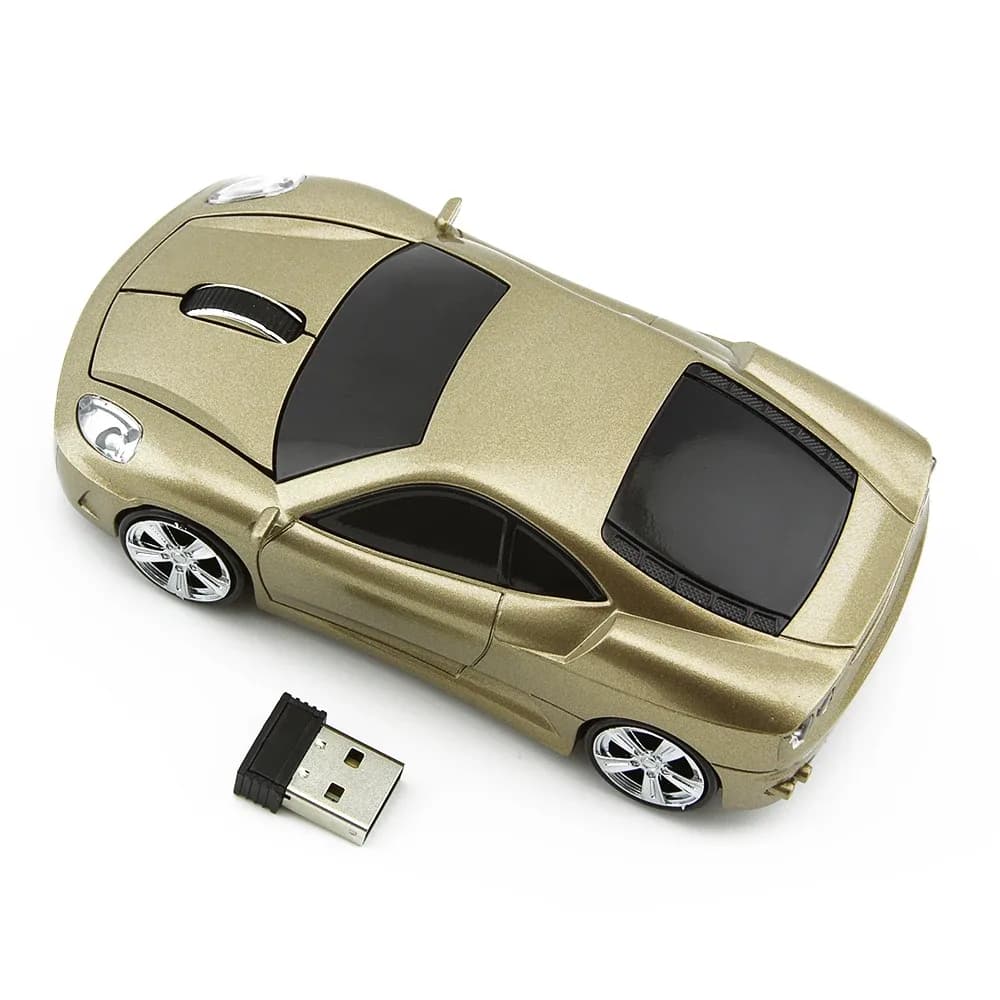 Souris sans fil ergonomique en forme de voiture de sport avec LED bleue - Image 4