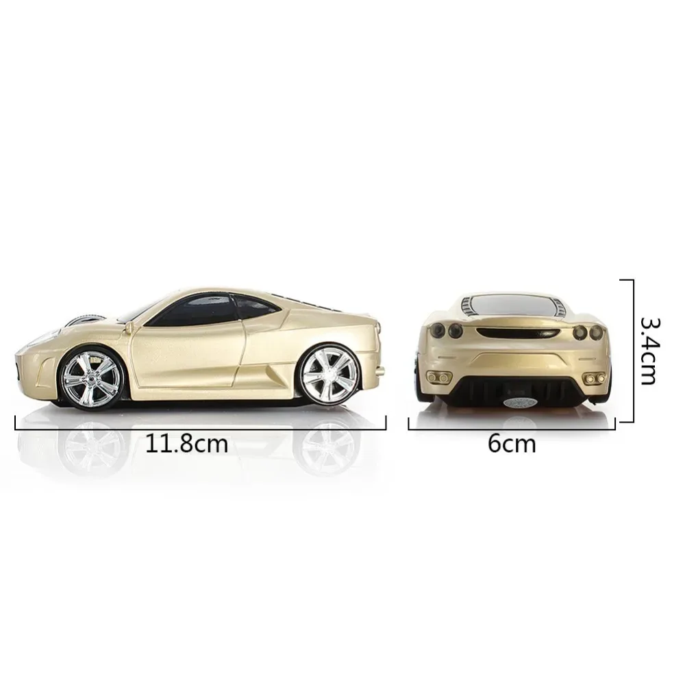 Souris sans fil ergonomique en forme de voiture de sport avec LED bleue - Image 3