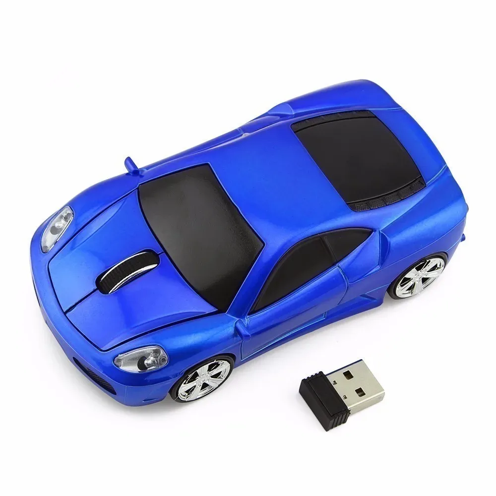 Souris sans fil ergonomique en forme de voiture de sport avec LED bleue slide 7
