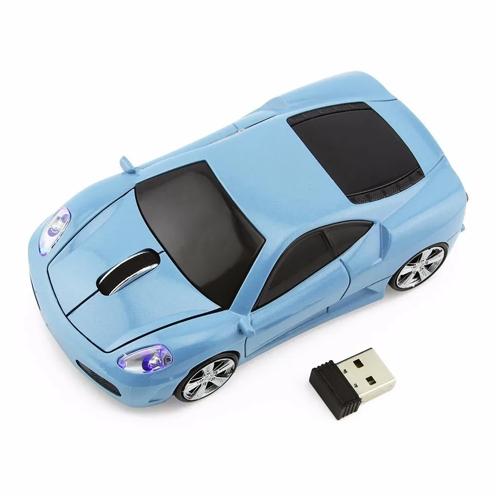 Souris sans fil ergonomique en forme de voiture de sport avec LED bleue slide 8