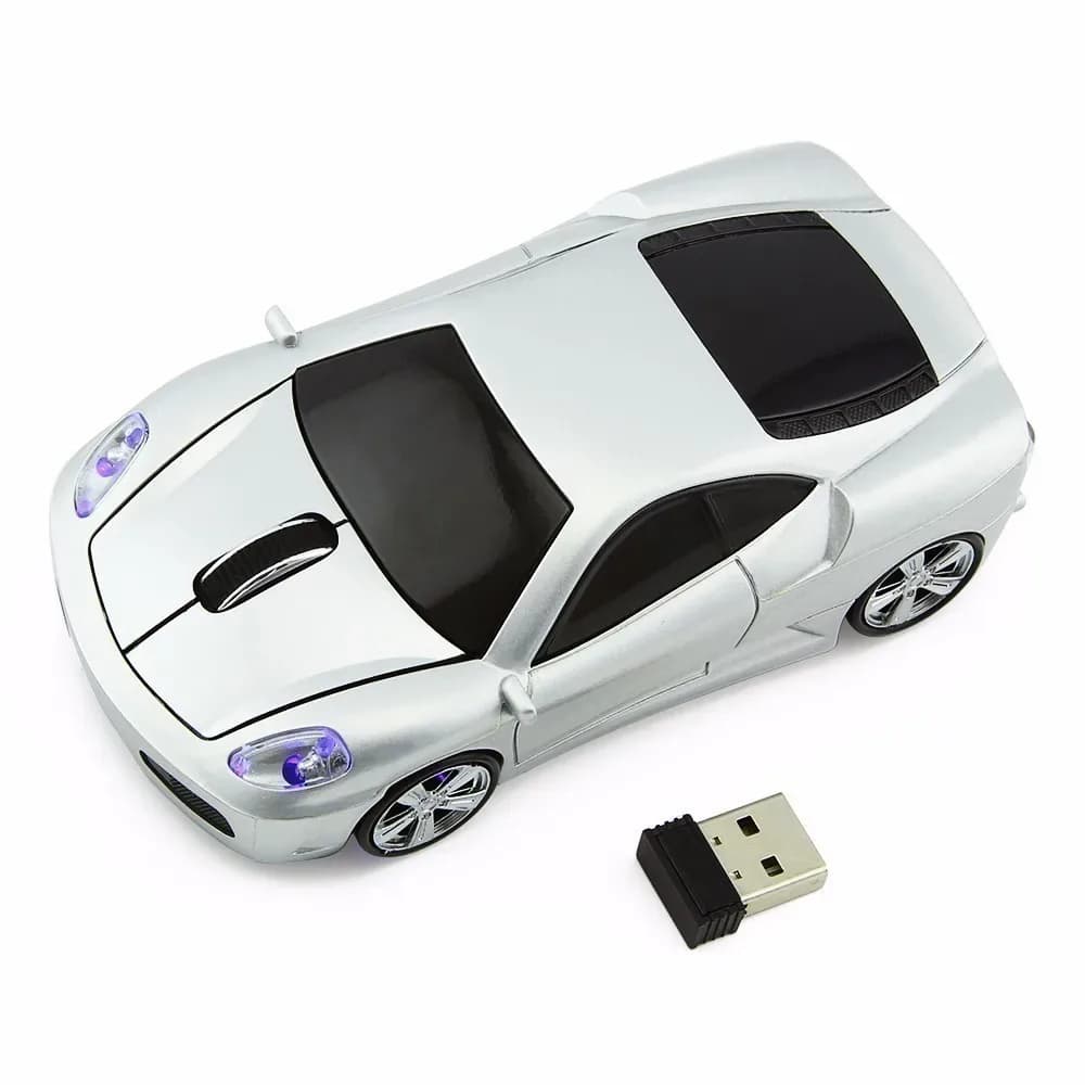 Souris sans fil ergonomique en forme de voiture de sport avec LED bleue slide 9