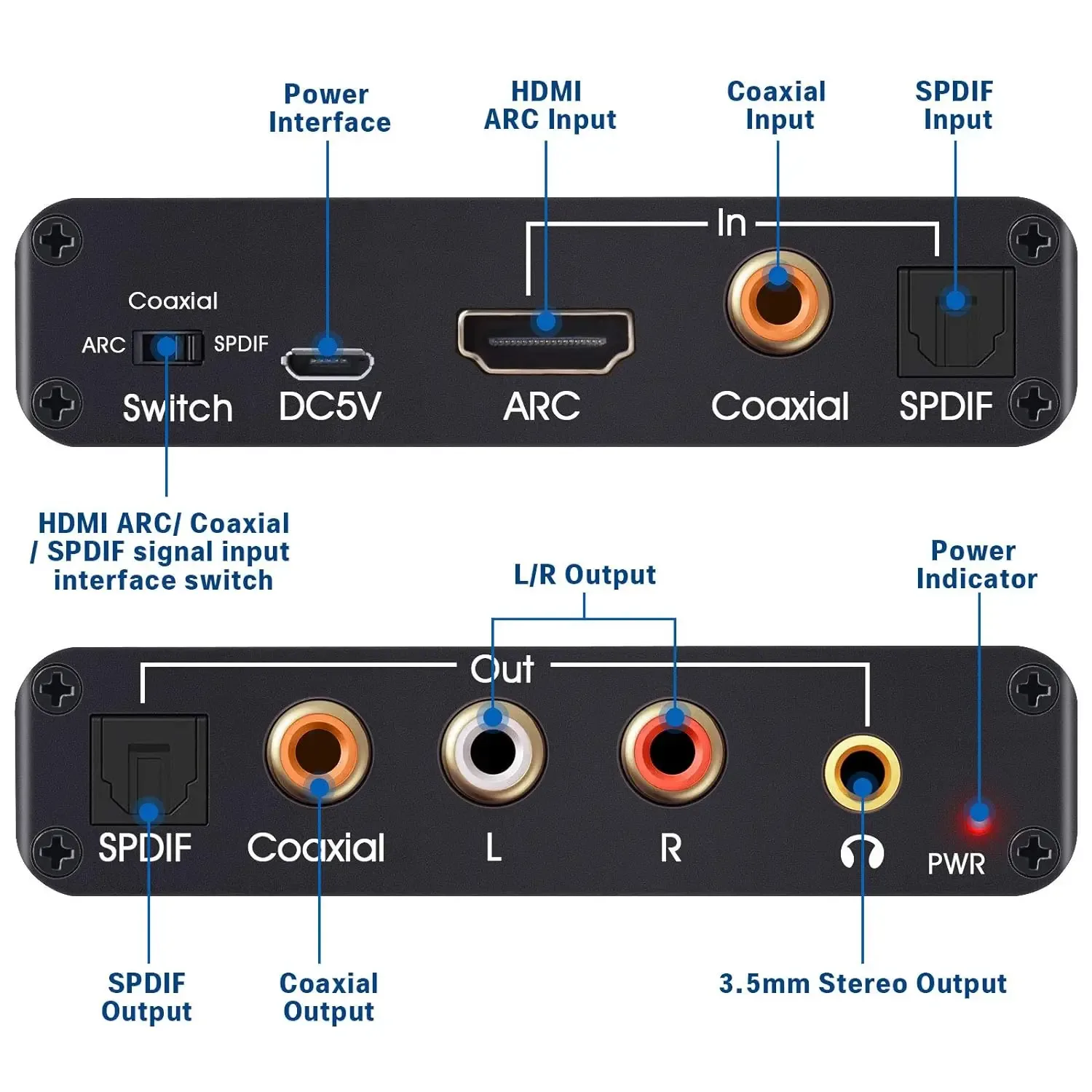 Extracteur Audio HDMI ARC 192 kHz vers Optique Toslink, Coaxial et Jack 3,5 mm slide 3