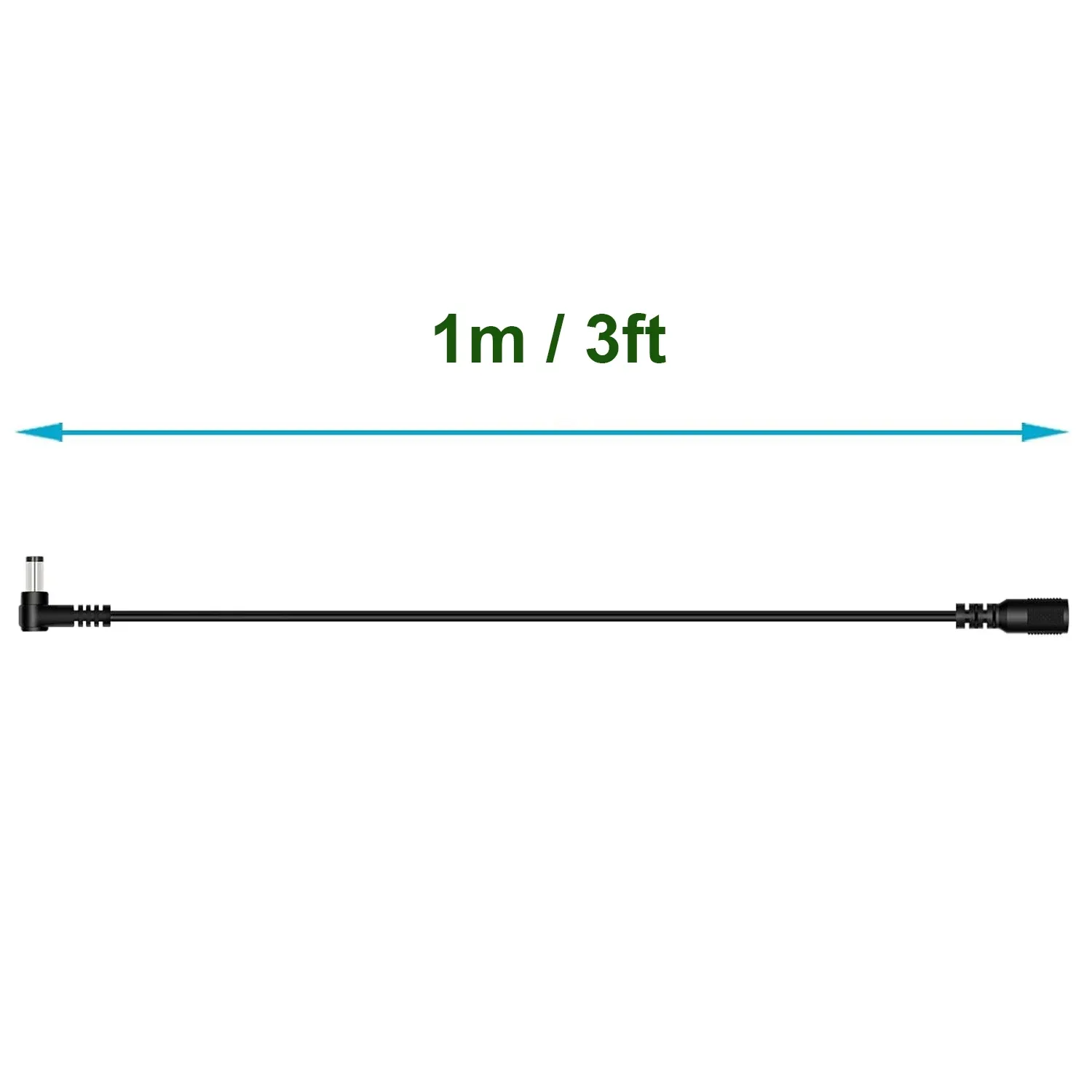 Rallonge d'alimentation DC 5,5 x 2,1 mm coudée mâle vers femelle pour caméra CCTV et ruban LED - Image 6