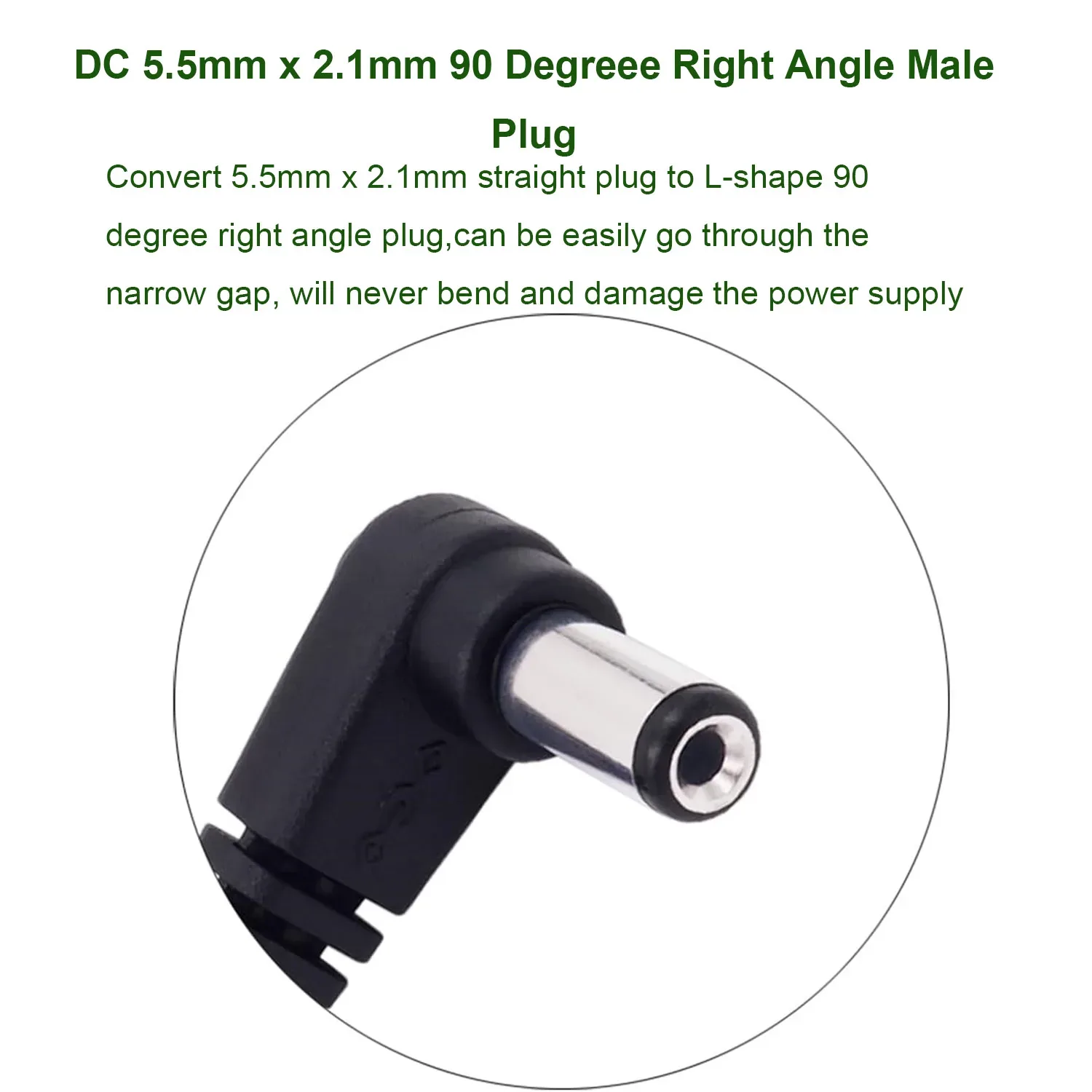 Rallonge d'alimentation DC 5,5 x 2,1 mm coudée mâle vers femelle pour caméra CCTV et ruban LED - Image 2