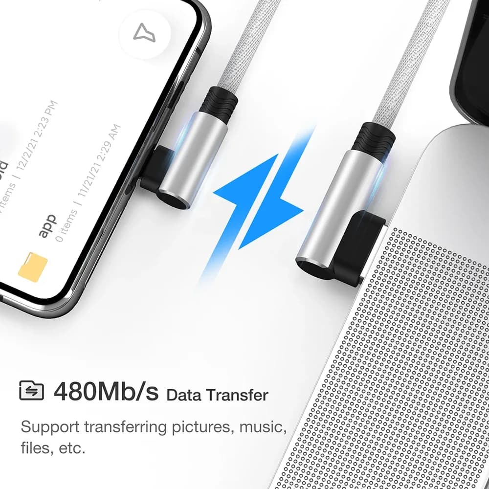 Câble USB-C coudé à 90° - Charge rapide et transfert de données - Image 5